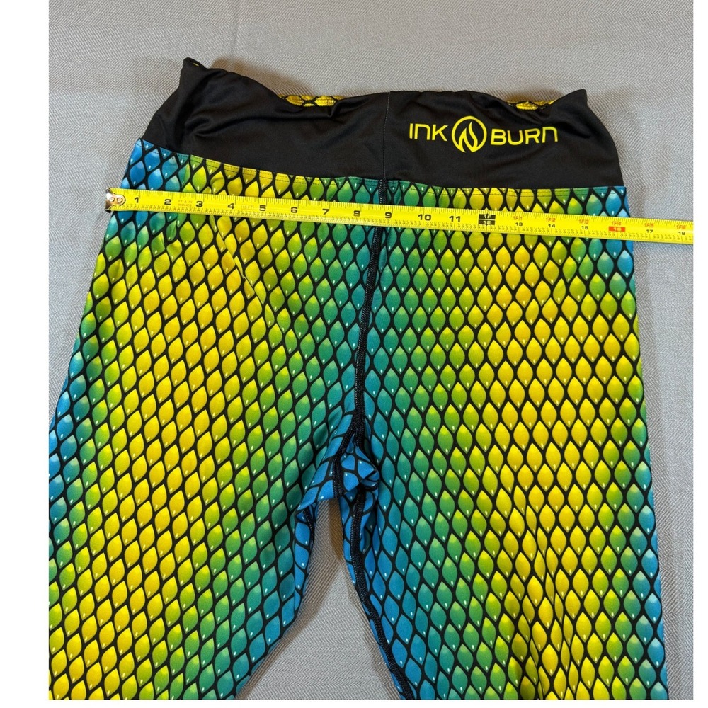 Ink Burn Dragon Scale Legging Green Yellow Blue Mermaid Athletic Yoga Pants 1347 - Picture 3 of 6